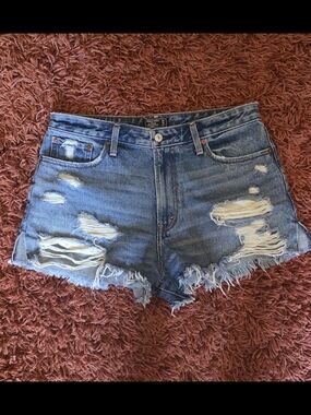 Abercrombie & Fitch Distressed Light Blue Denim Cutoff Shorts